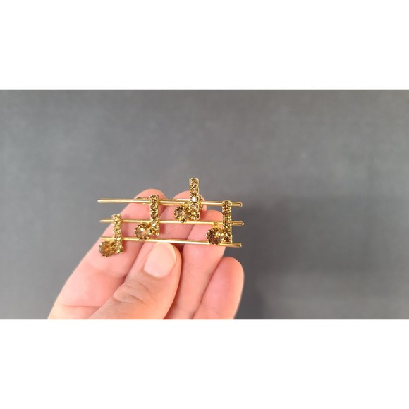 Rhinestone Musical Notes Brooch - Picture 2 of 10